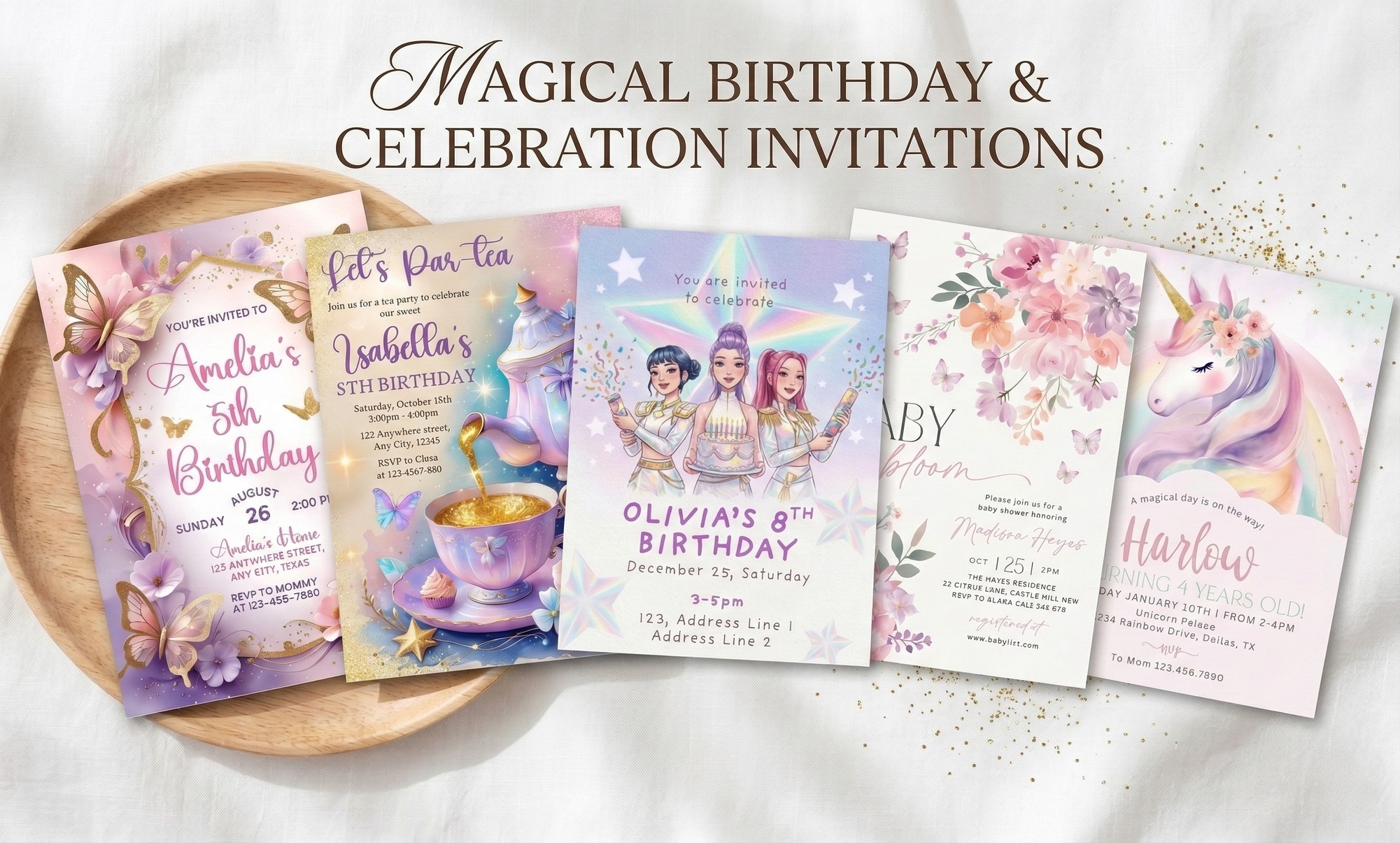 Custom Baby Birthday Invite – Digital 5x7 File in 9 Adorable Styles