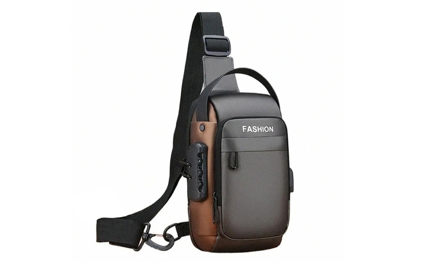 Image 6: Anti-theft Chest Shoulder Crossbody Sling Bag with USB Port