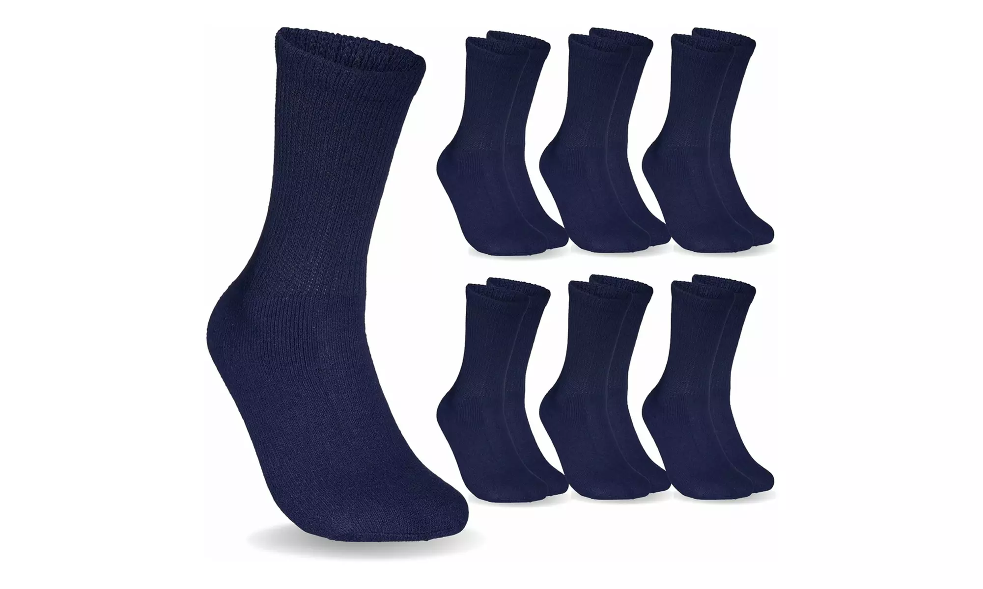 Six Pairs of Special Essentials Non-Binding Cotton Diabetic Crew Socks