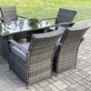Image 1: Rattan Effect Garden Furniture Dining Table And Chairs Set