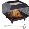 Image 11: Outsunny Square-Shaped Fire Pit Table with Optional Grill Shelf