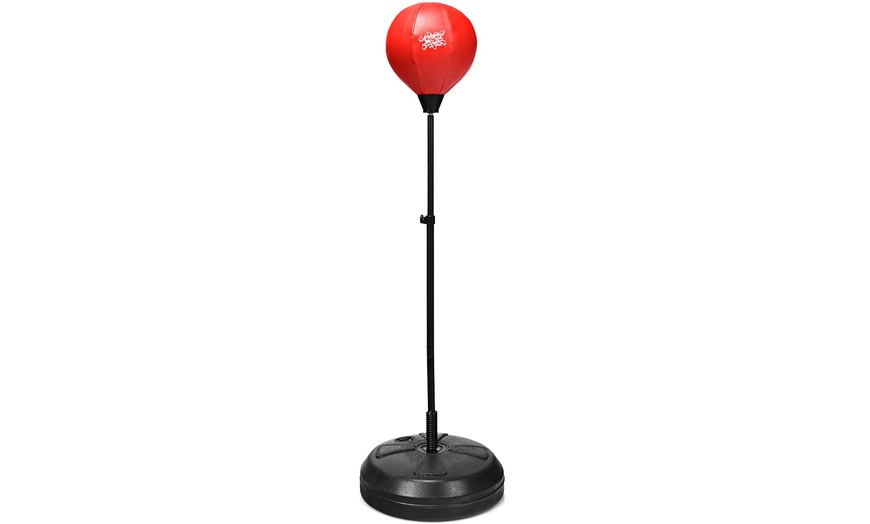 Image 2: Costway Boxing Punching Bag w/Height Adjustable Stand Boxing Gloves