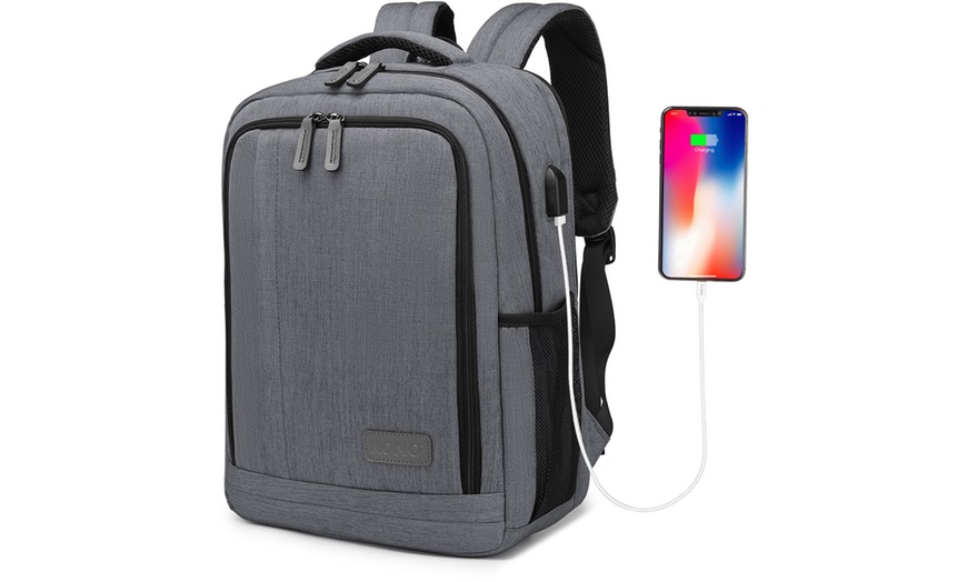 Image 30: KONO Travel Backpack Business Bag with USB Port and Laptop Compartment