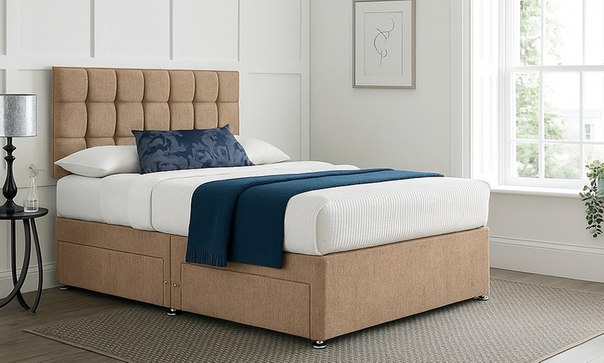 Image 4: Chenille Divan Bed with Memory Foam Mattress
