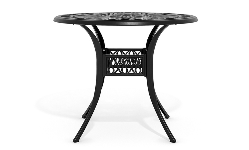 Image 26: Garden Outdoor Cast Aluminum Vintage Bistro Table 