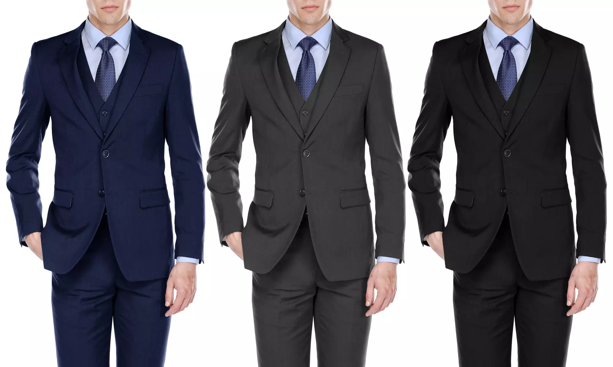 Fino Uomo Men's Light Herringbone Classic-Fit Suits (3-Piece) - Primary Image
