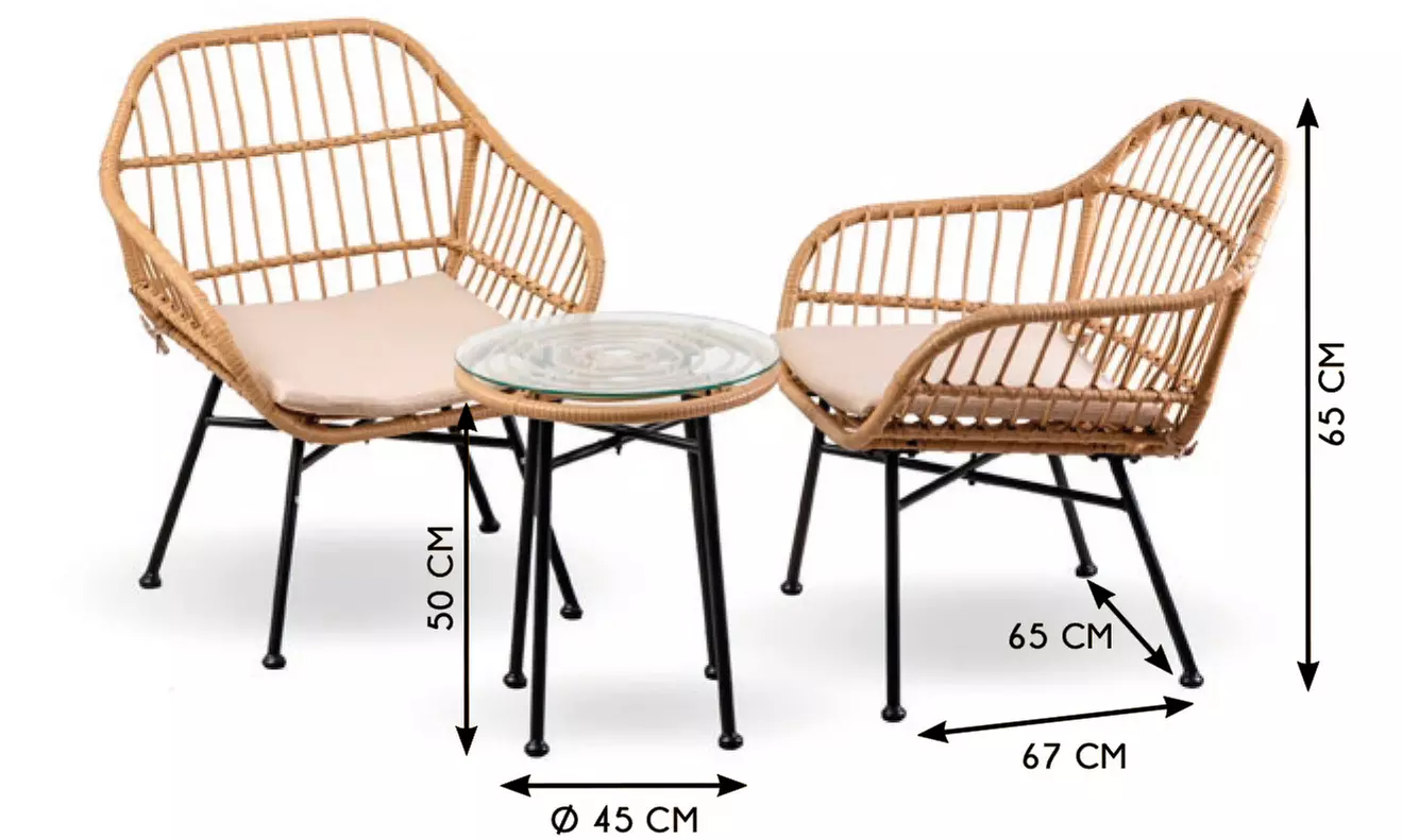 Salottino da giardino con tavolino e sedie, resistente ai raggi uv, alla ruggine, cuscini waterproof inclusi - Image 2
