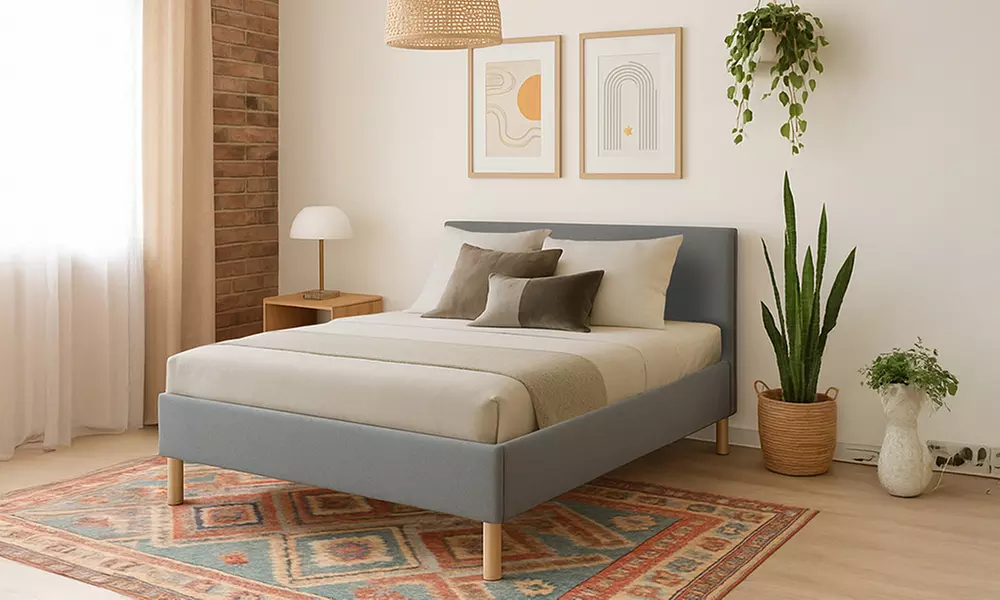 Lit Rome en tissu, alliant confort optimal et design élégant, matelas en option, Sampur - Primary Image