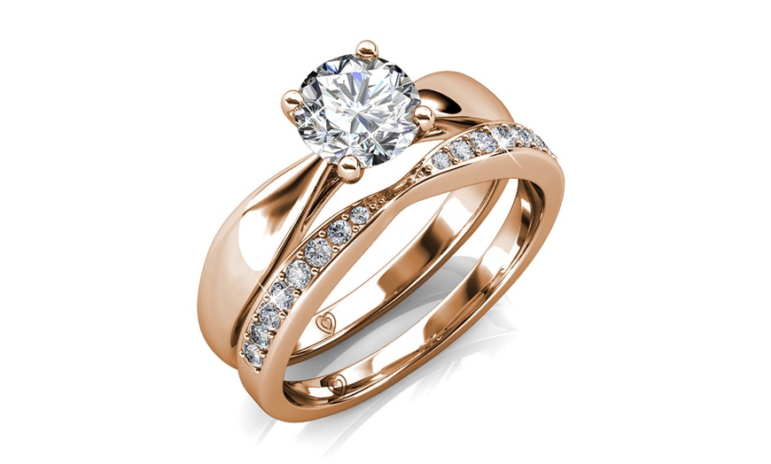 Image 8: Bague double Prestige avec cristaux autrichiens