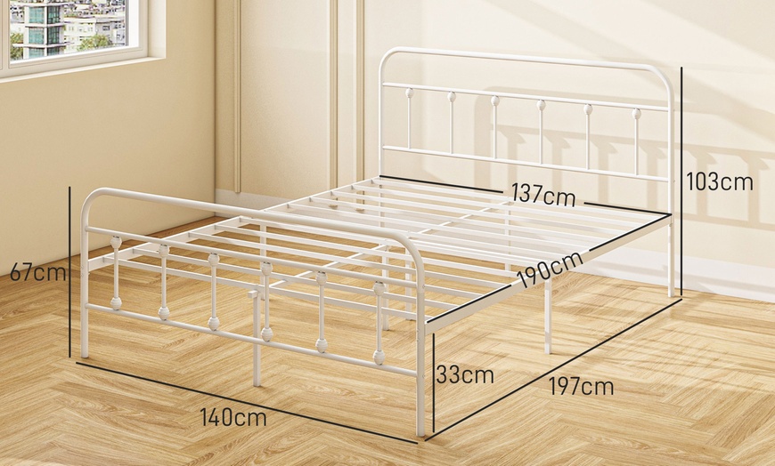 Image 24: HomCom Metal Bed Frames in Various Sizes and Colours