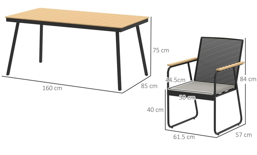 Image 9: Outsunny 6-Seater Garden Dining Set, Elegant Design with Soft Cushions