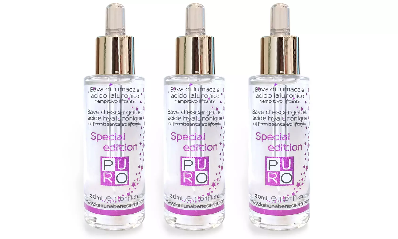 1, 2 o 3 sieri bava di lumaca e acido ialuronico Kahuna Benessere