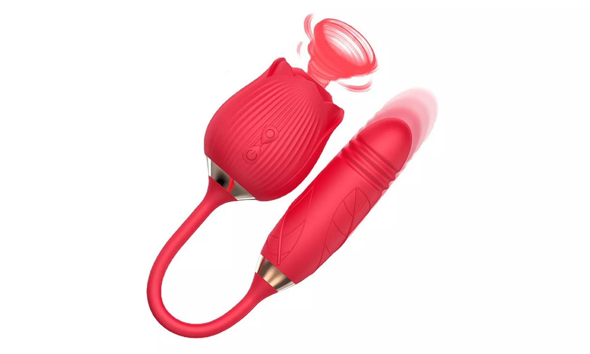 2-in-1 Rose-Themed Stimulator with 10 Modes (Red)