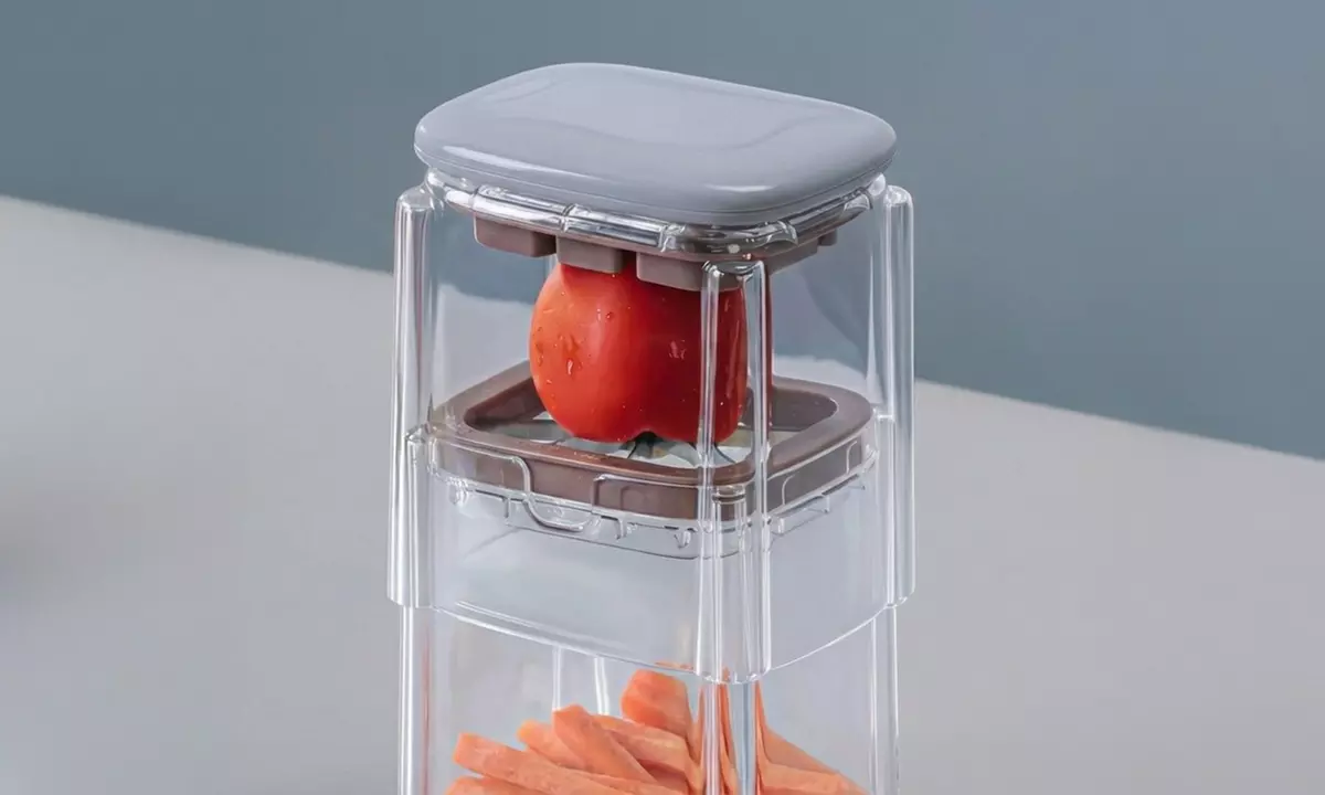 Press-Type Vegetable Chopper with Four Interchangeable Blades