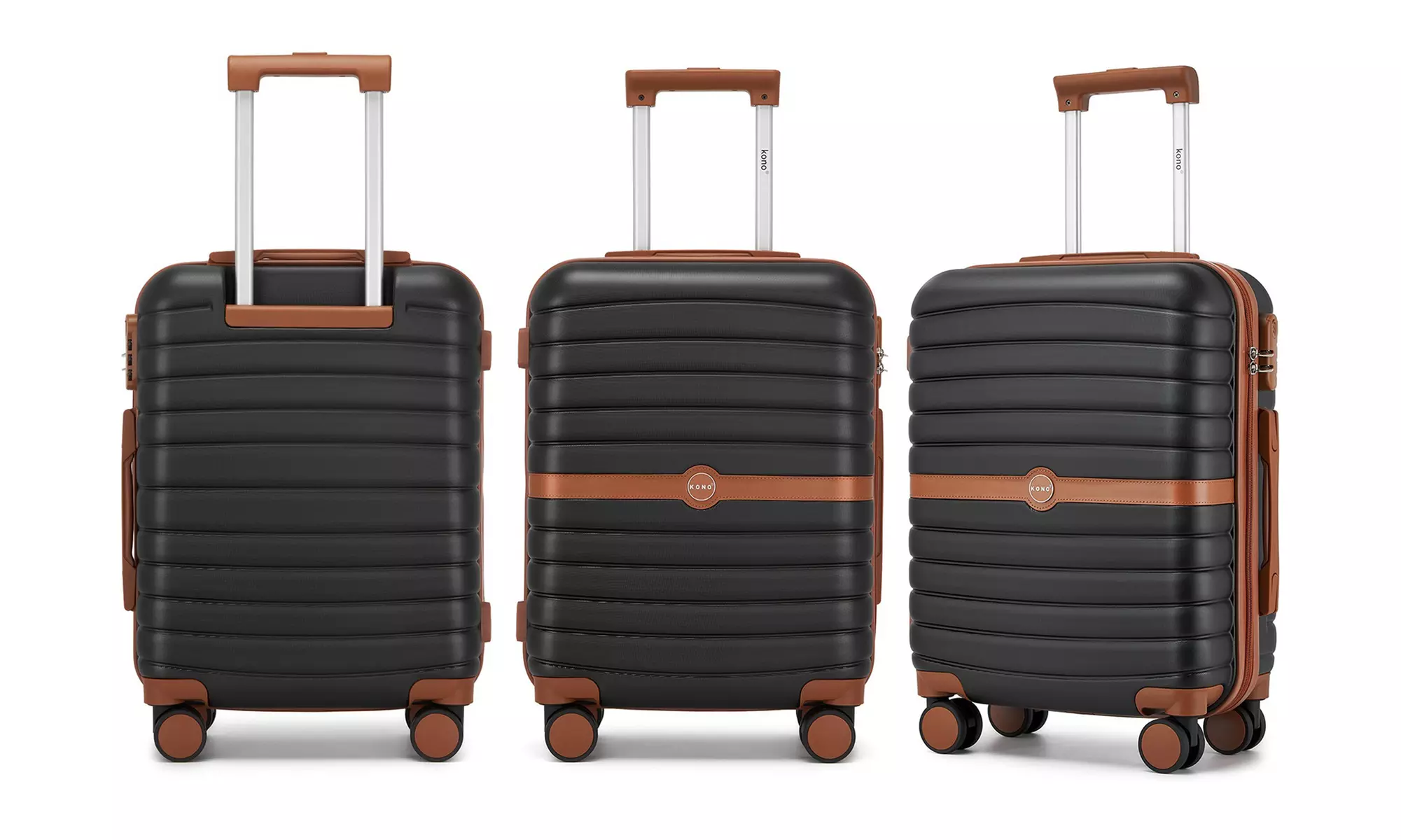 KONO Stylish Stripe Design Suitcase with Spinner Wheels