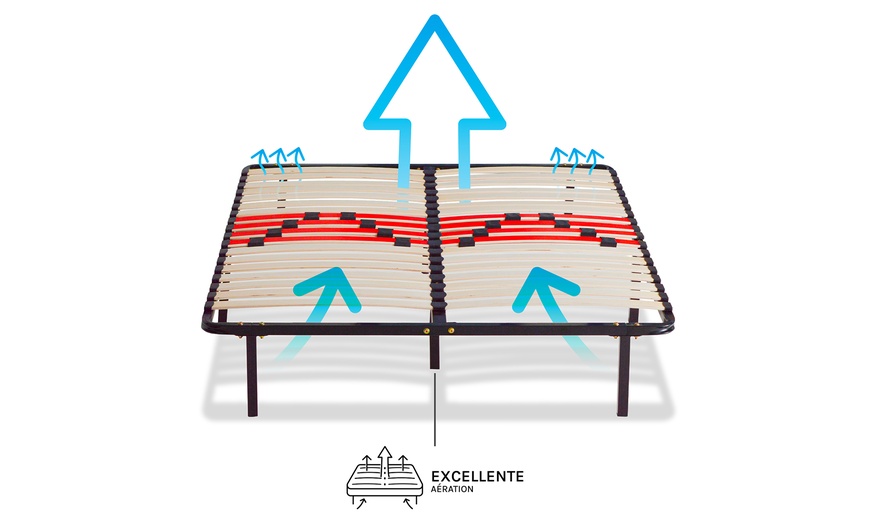 Image 11: Sommier cadre à lattes morphologiques en métal