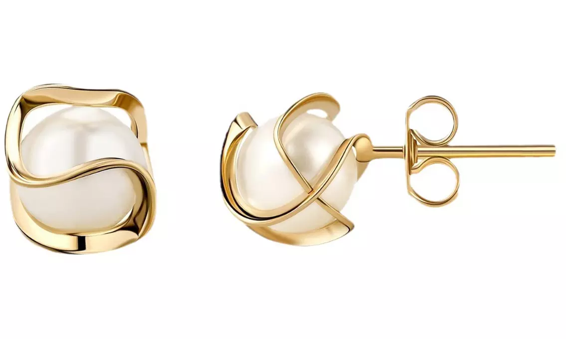 Cage Earrings with Cultured Freshwater Pearls