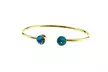 18k Yellow Gold Plated Silver 3 Ct Round Blue Zircon Stackable Bangle Bracelet - Second Medium