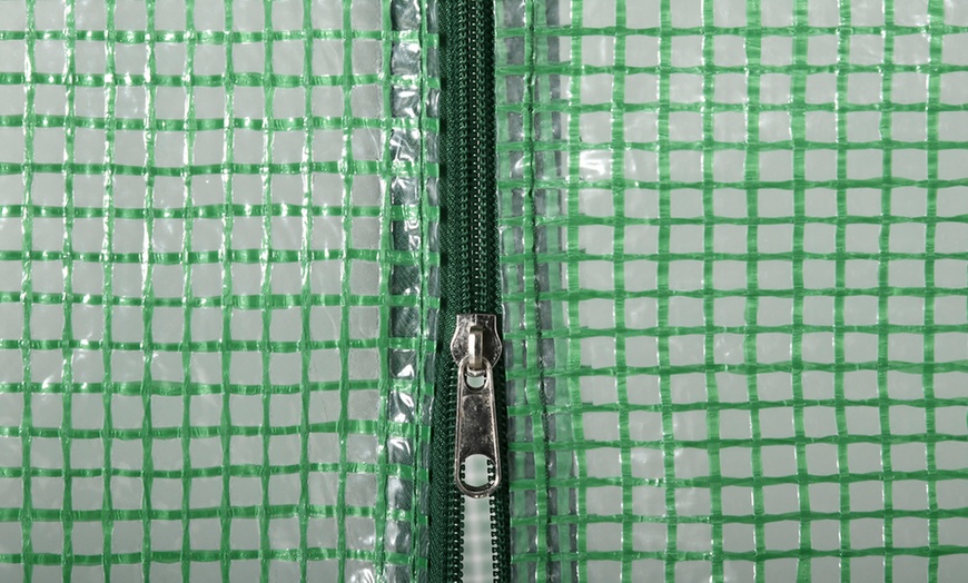 Image 5: Outsunny Walk In Greenhouse with Shelves, PE cover and roll up door 