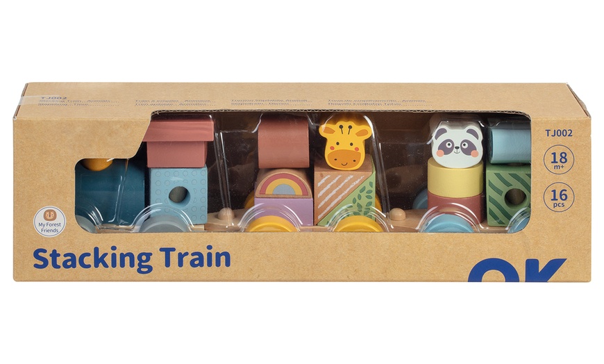 Image 2: Train en bois à encastrement avec animaux de la jungle WDK Partner