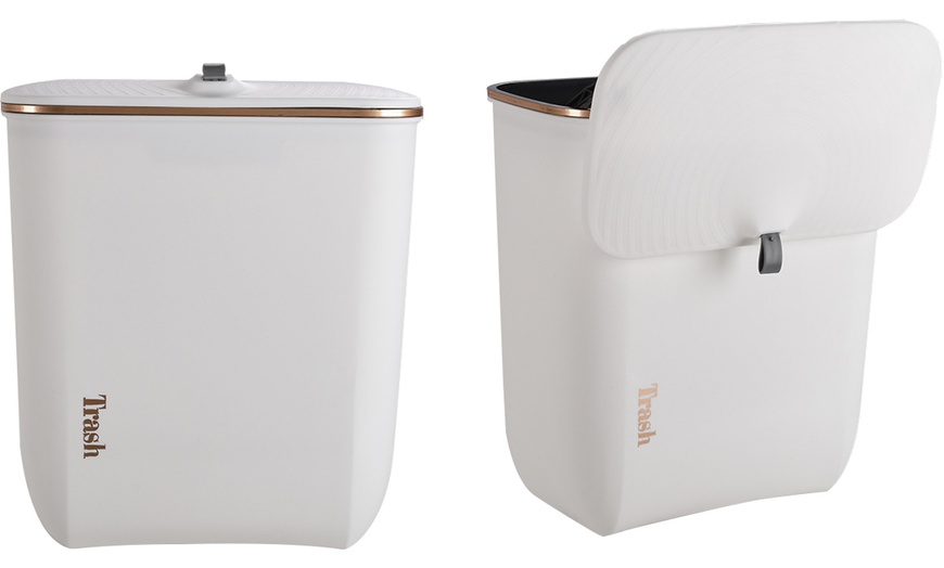 Image 2: Kitchen BathroomCompact Hanging Waste Bin with Lid