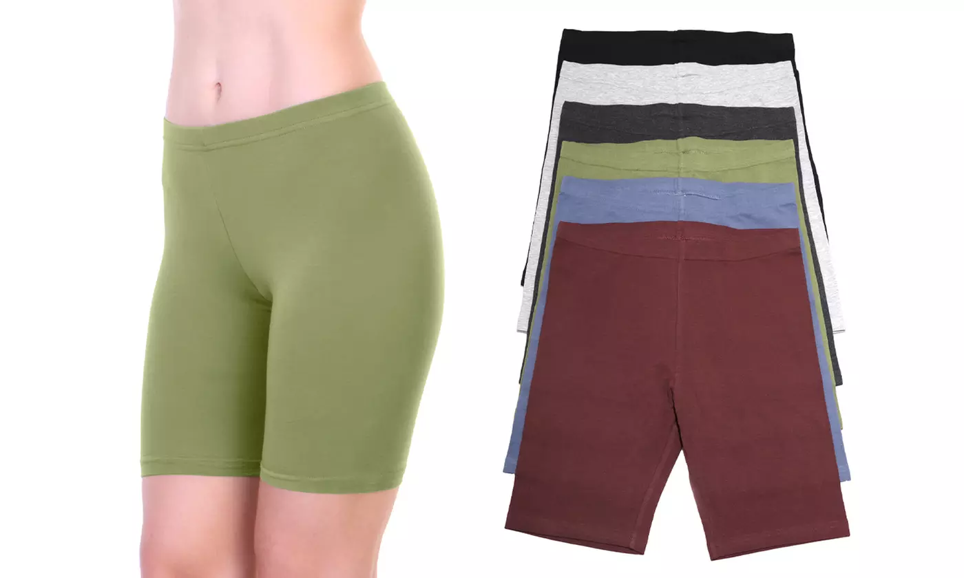 6-Pack Angelina Cotton Biker Short Anti-Chafing Shorts