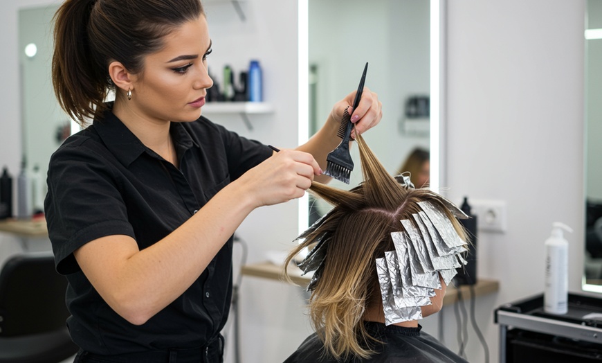 Image 1: Haircut + Blow Dry w/ Optional Highlights (Full/Partial) or Color