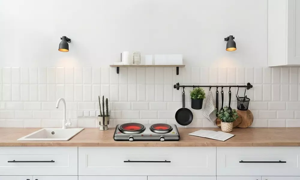 Cuisinière électrique à double plaque de cuisson infrarouge en acier