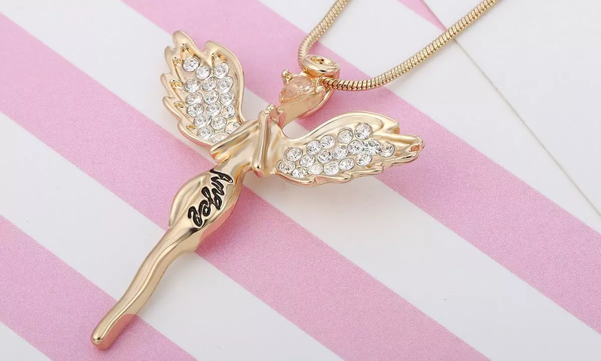 1x oder 2x Schutzengel-Halskette mit Zirkonia-Kristallen