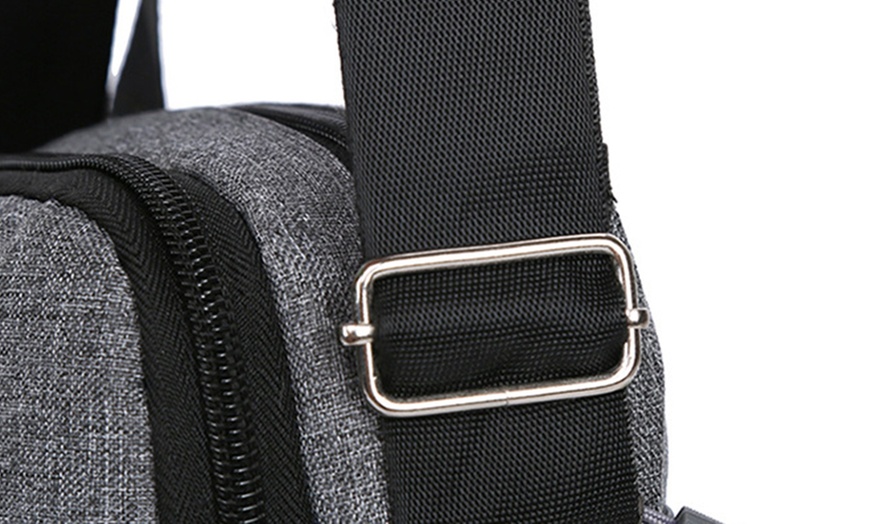 Image 6: Men's Oxford Crossbody Shoulder Bag with Adjustable Strap