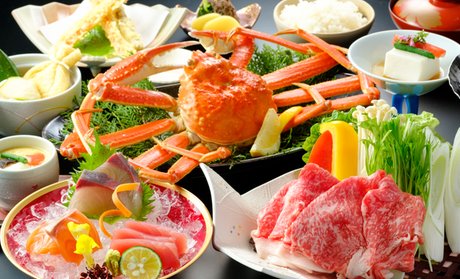 鳥取/三朝　1枚2名分～/ずわい蟹と鳥取和牛に舌鼓/天然ラジウム温泉/1泊2食