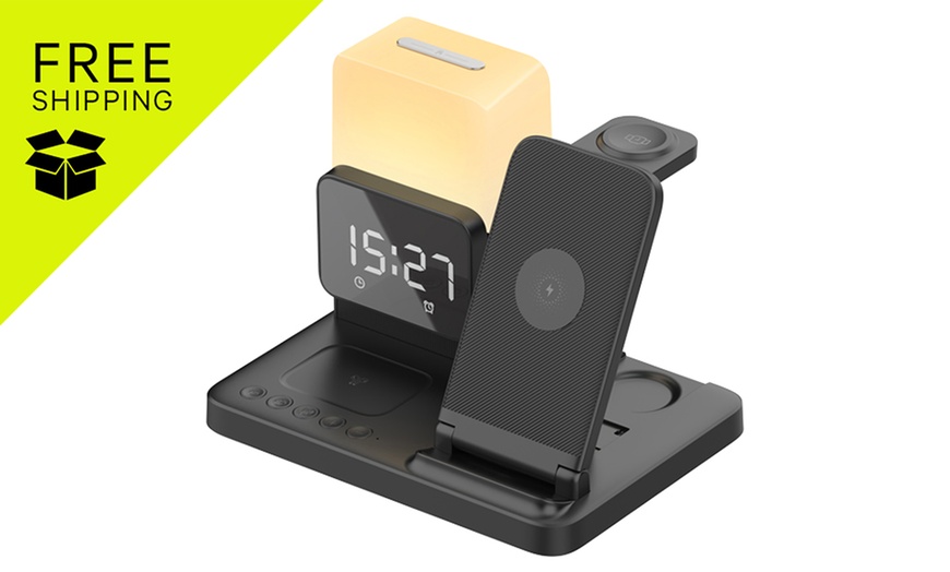 Image 1: TODO Wireless Phone Charger Alarm Clock LED Lamp 15W Fast Charge