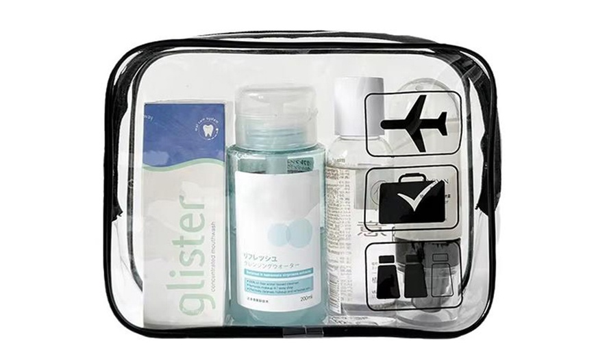 Image 1: Two, Four or Six Pieces of Clear Travel Makeup Storage Bags