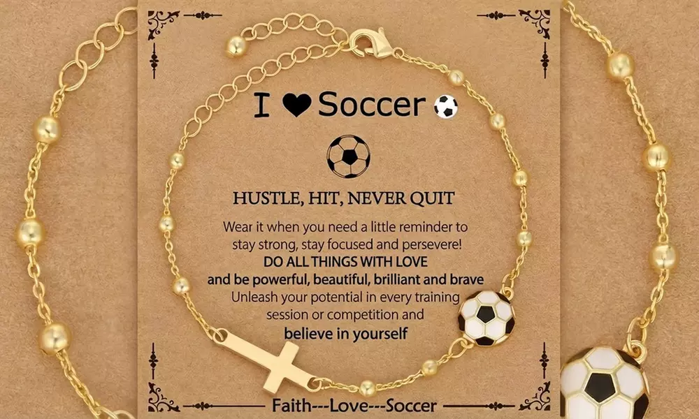 Fußball-inspiriertes Schmuck-Set aus 1 Halskette und 1 Armband