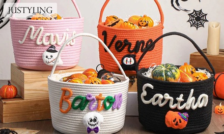 Panier d'Halloween personnalisé pour faire du porte-à-porte et récolter des bonbons - frais de port non inclus - Justyling