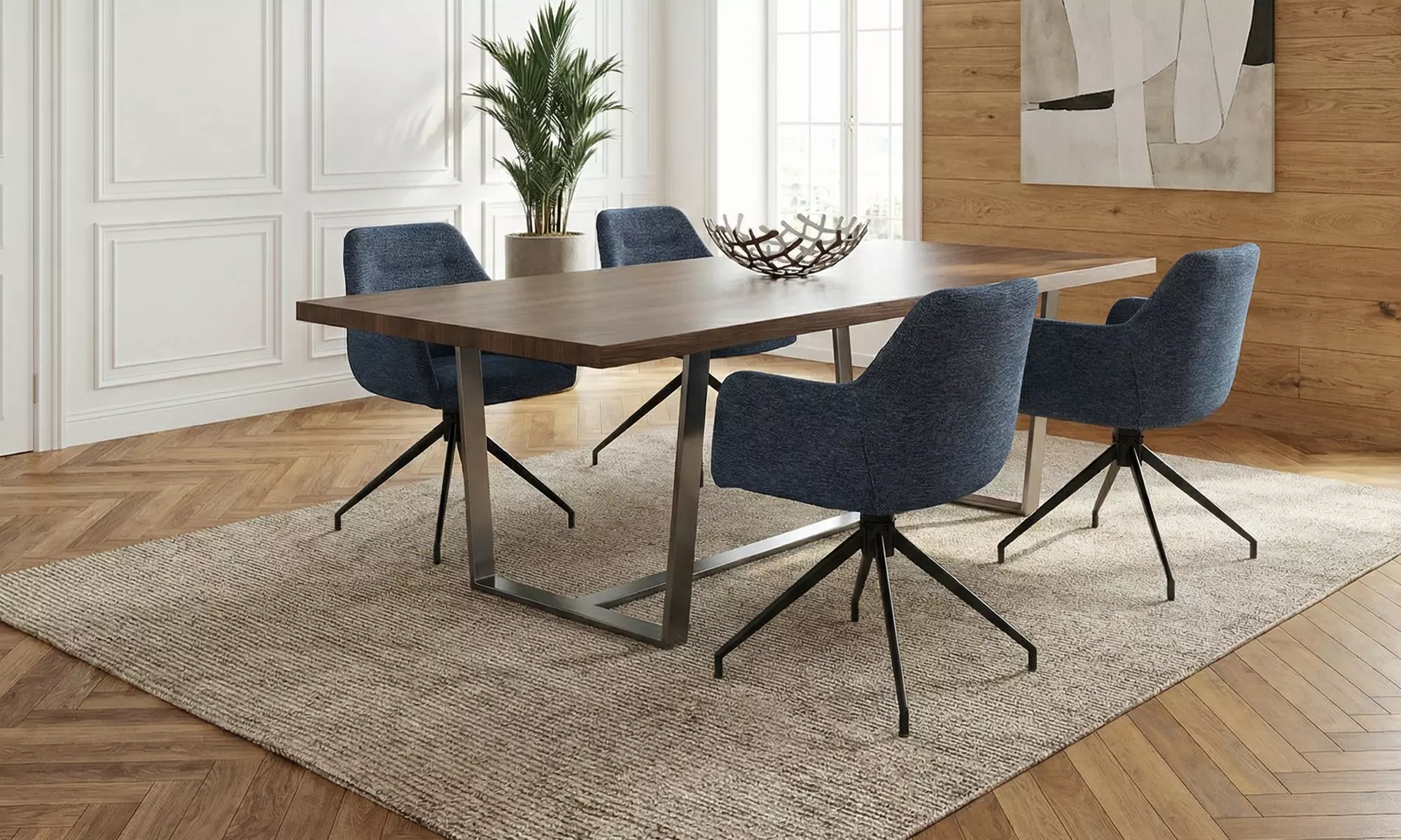 Lot de 2 chaises pivotantes "Morini" en tissu