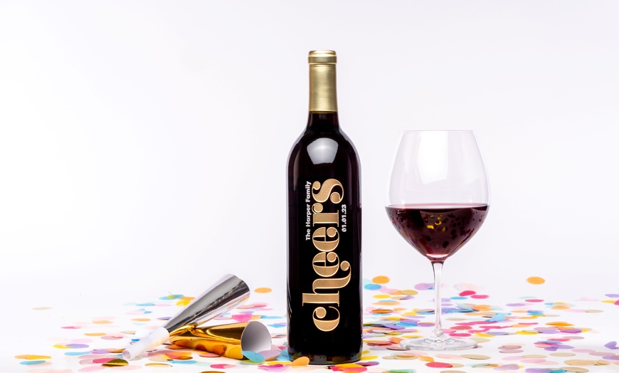 Image 4: Personalized Birthday Gift - Custom Etched Wine Bottle