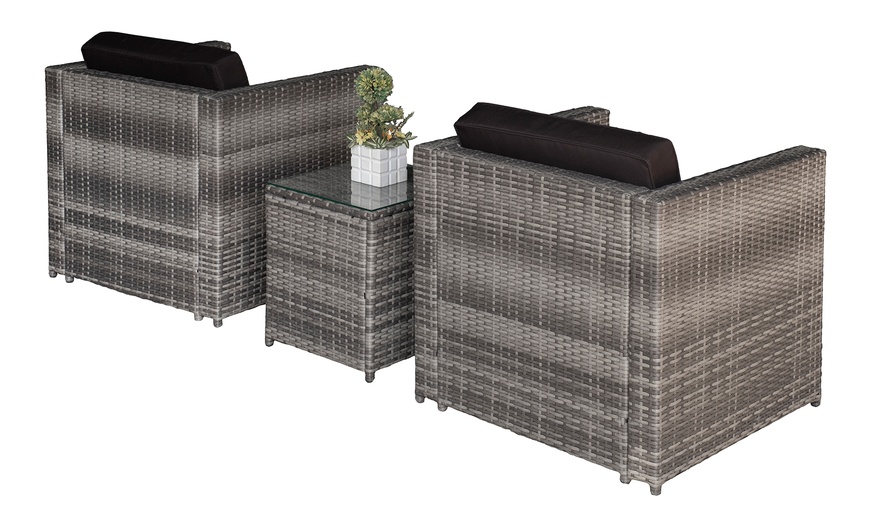Image 3: Three-Piece Outsunny Rattan-Effect Bistro Set