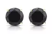 Paris Jewelry 14K Yellow/White Solid Gold Black Round Diamond 4mm Stud Earrings - Second Medium