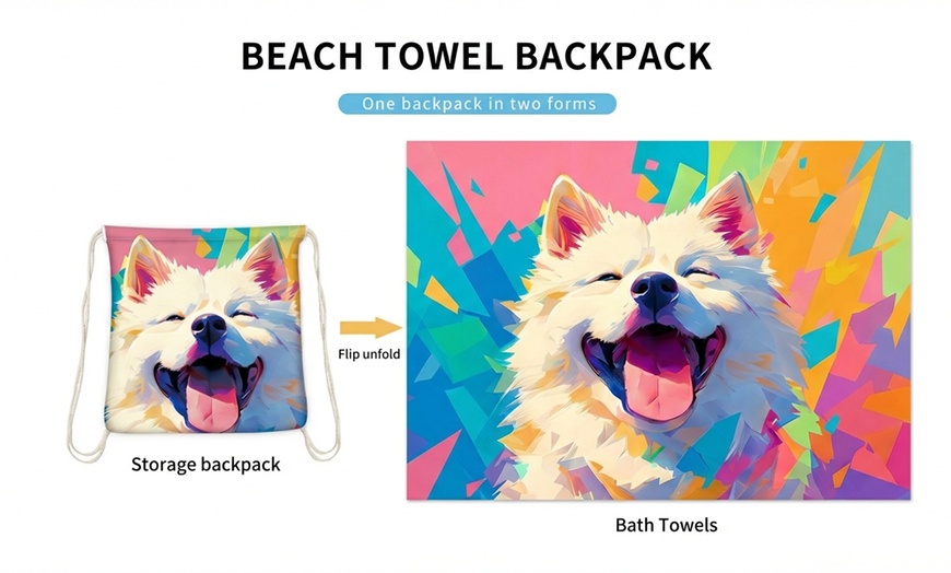 Image 2: 2-in-1 Convertible Beach Towel Backpack