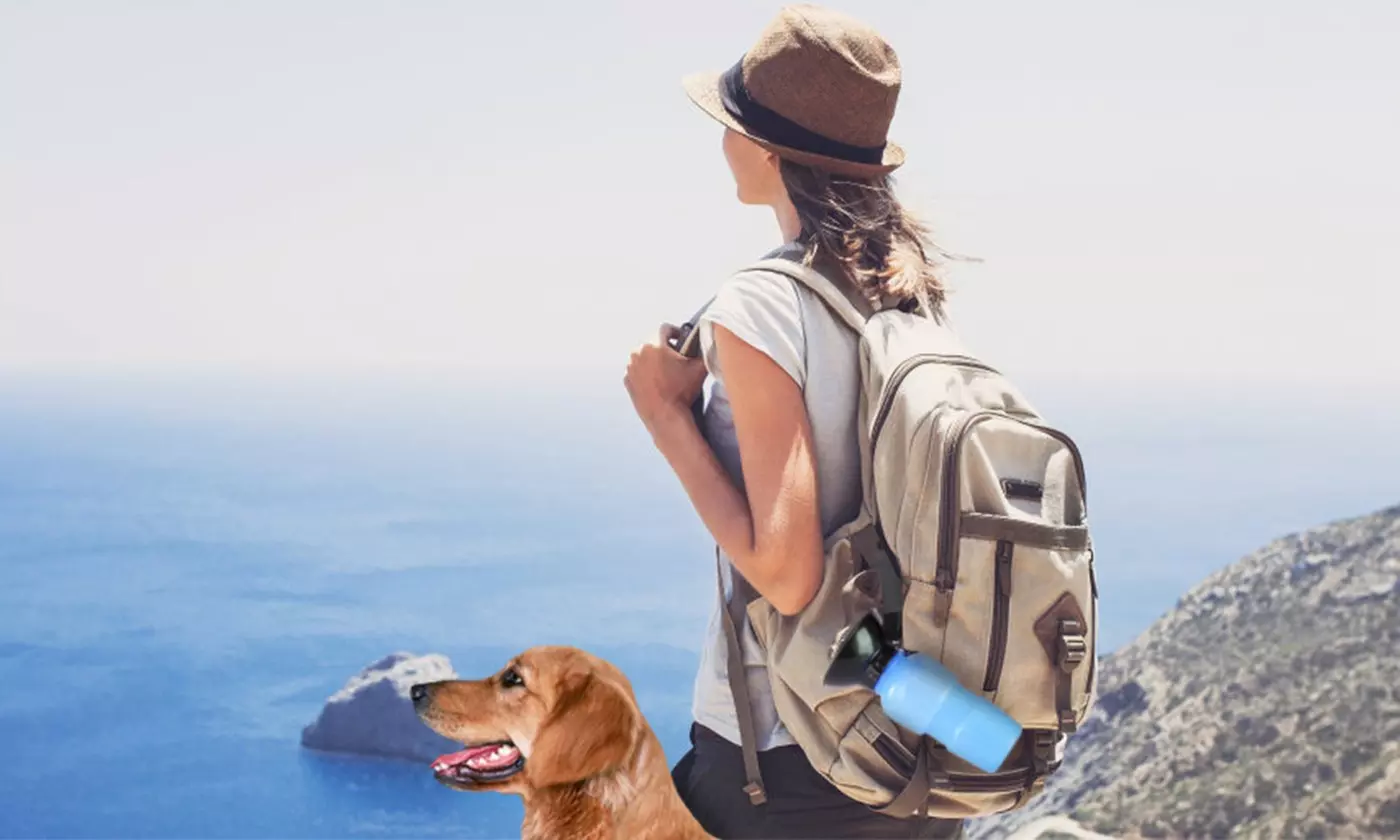 iMounTEK 500ml Pet Travel Water Bottle with Dispenser Cup