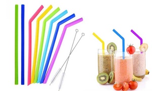 10-Piece Reusable Silicone Straws Set