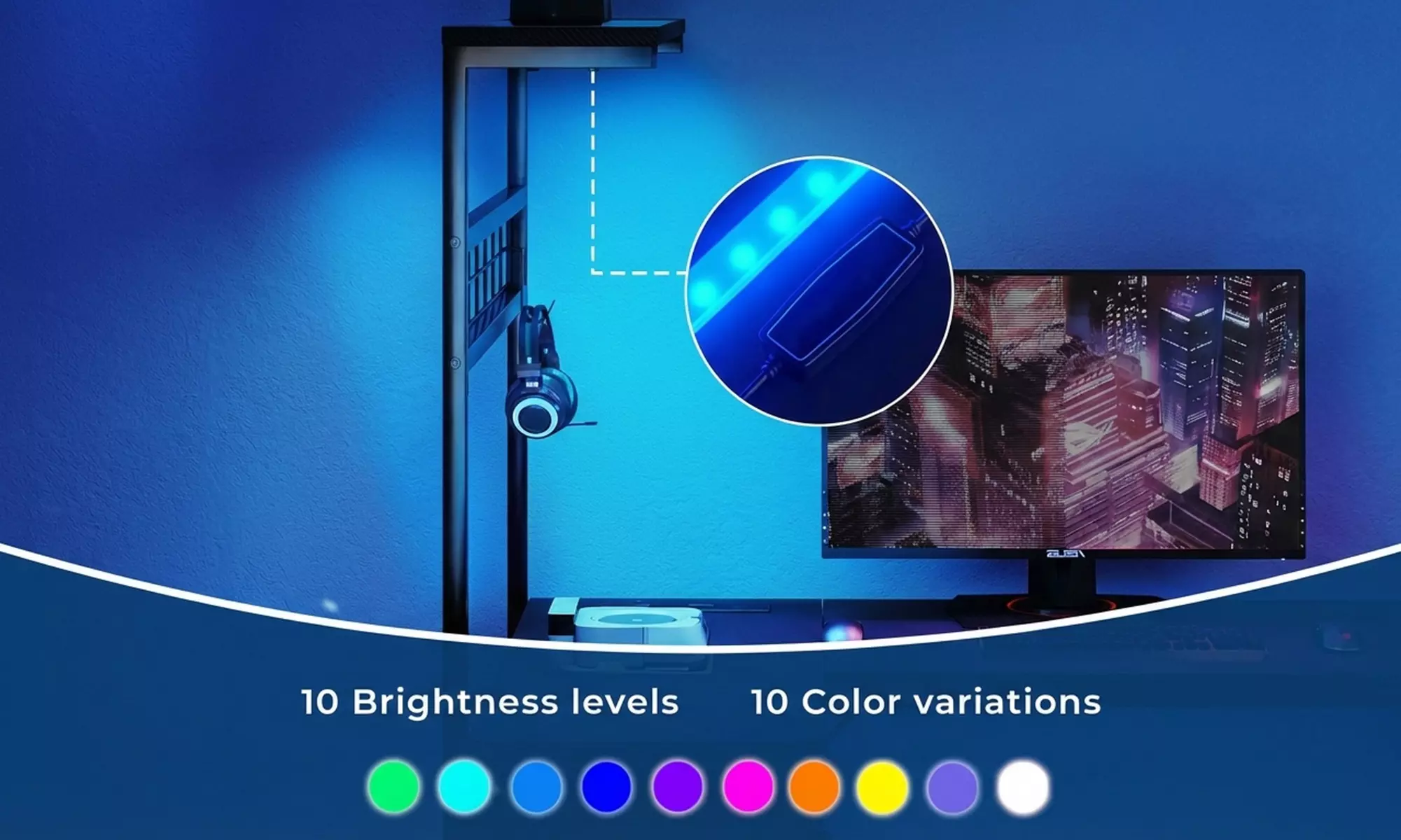 Levede L-Shaped Gaming Computer Desk with Integrated LED Lighting