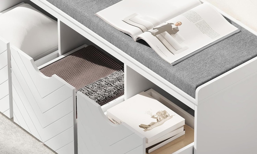 Image 9: HomCom Shoe Storage Bench 