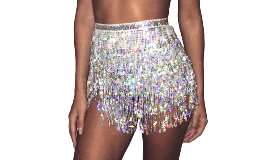 Image 3: Sequin Tassel Sarong Skirt