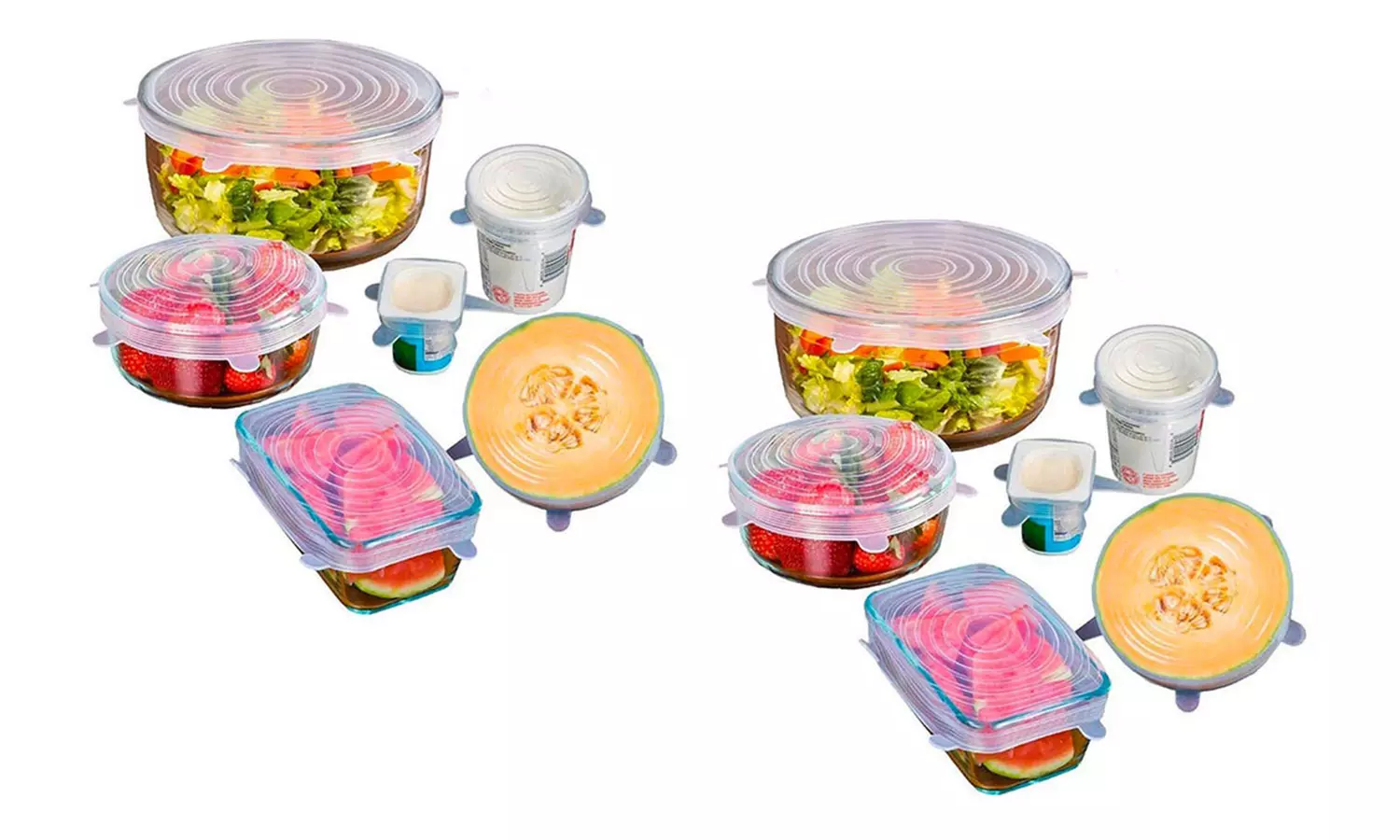 1 o 2 packs de 6 tapas variadas de silicona extensibles y elásticas