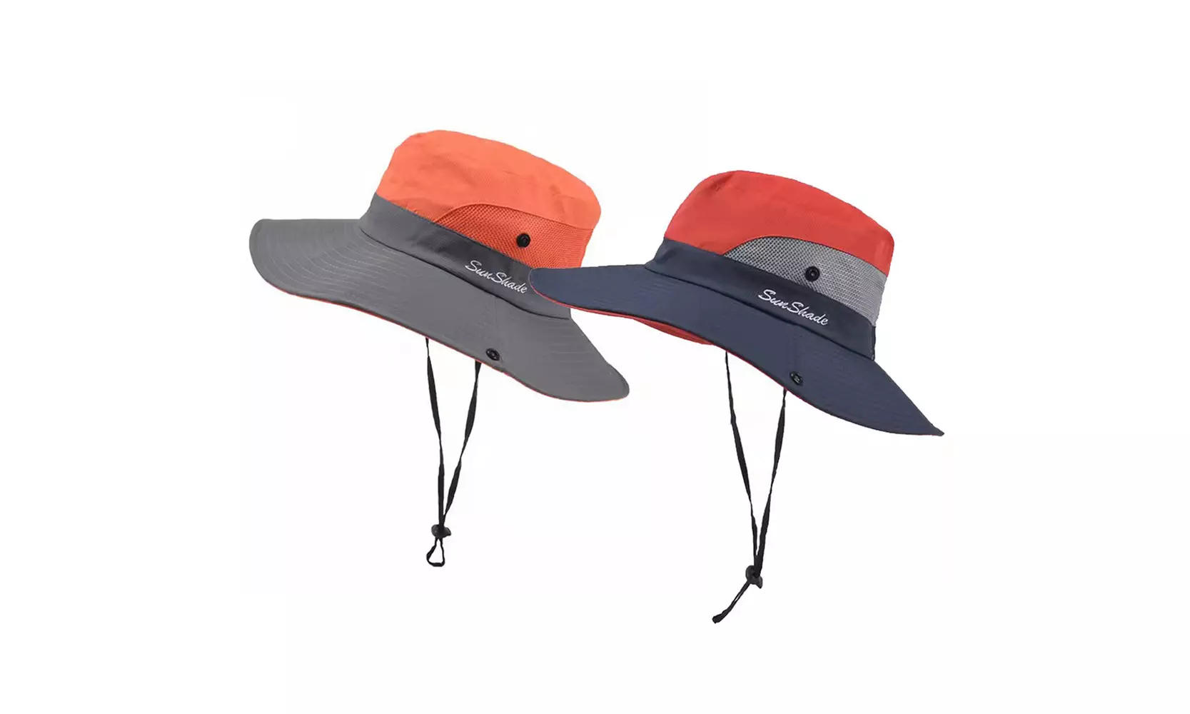 Womens UV Protection Hat Foldable Wide Brim Ponytail Sun Hats