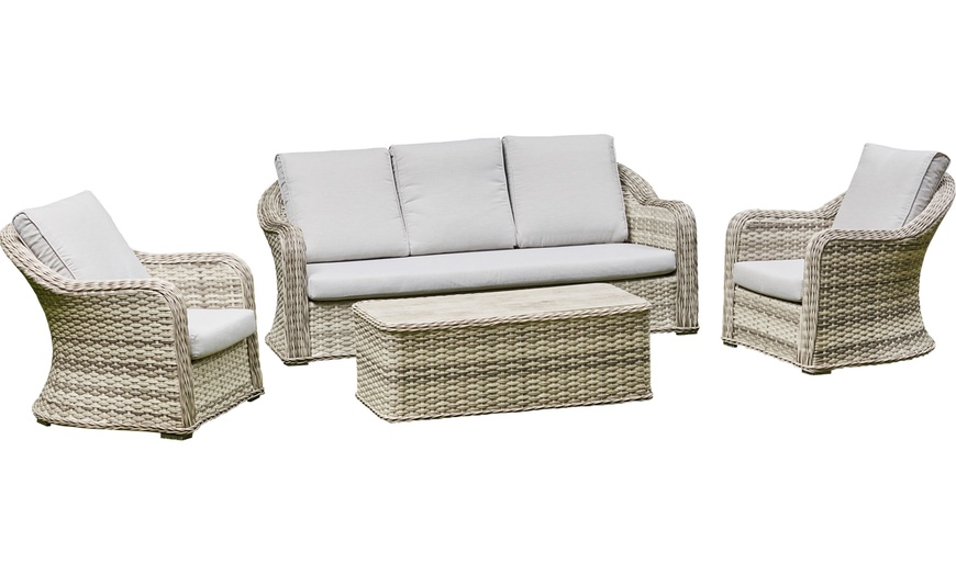 Image 2: 5 Seater Rattan-Effect Lounge Set