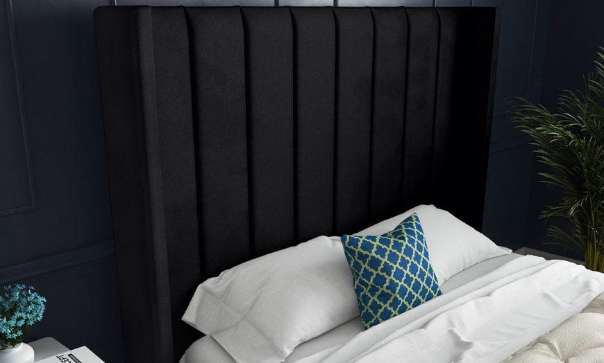 Image 9: DS Living Oxford Panel Upholstered Soft Velvet Bed