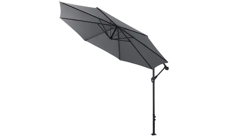 Image 12: Large 3m Grey Cantilever Parasol with Multiple Base Styles 